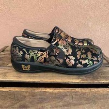 Alegria by PG Lite Black Floral Slip On Shoes