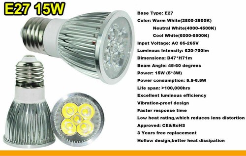 1-10X Dimmable LED Spotlight Bulbs GU10 MR16 E27 E14 9W 12W 15W Lamp 110V 220V K - Picture 20 of 21