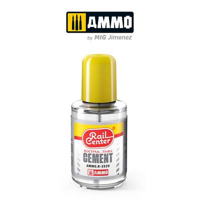 Ammo Mig Rail Center Extra Thin Cement (30ml Jar With Brush Applicator)