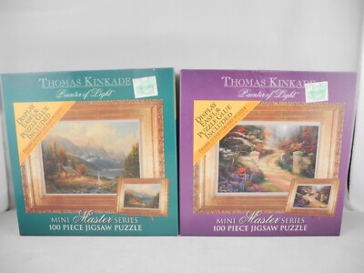 Lot of 2 NEW Thomas Kinkade Mini Master Series Puzzle 100 Piece w/ Easel & Glue