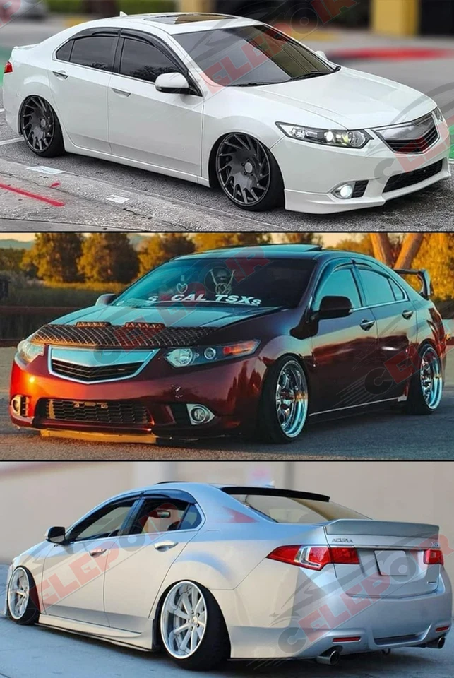 Viseras de ventana para Acura TSX CU2 2009-2014 sedán JDM ondulado estilo Mugen protectores de lluvia Foto 4 de 4