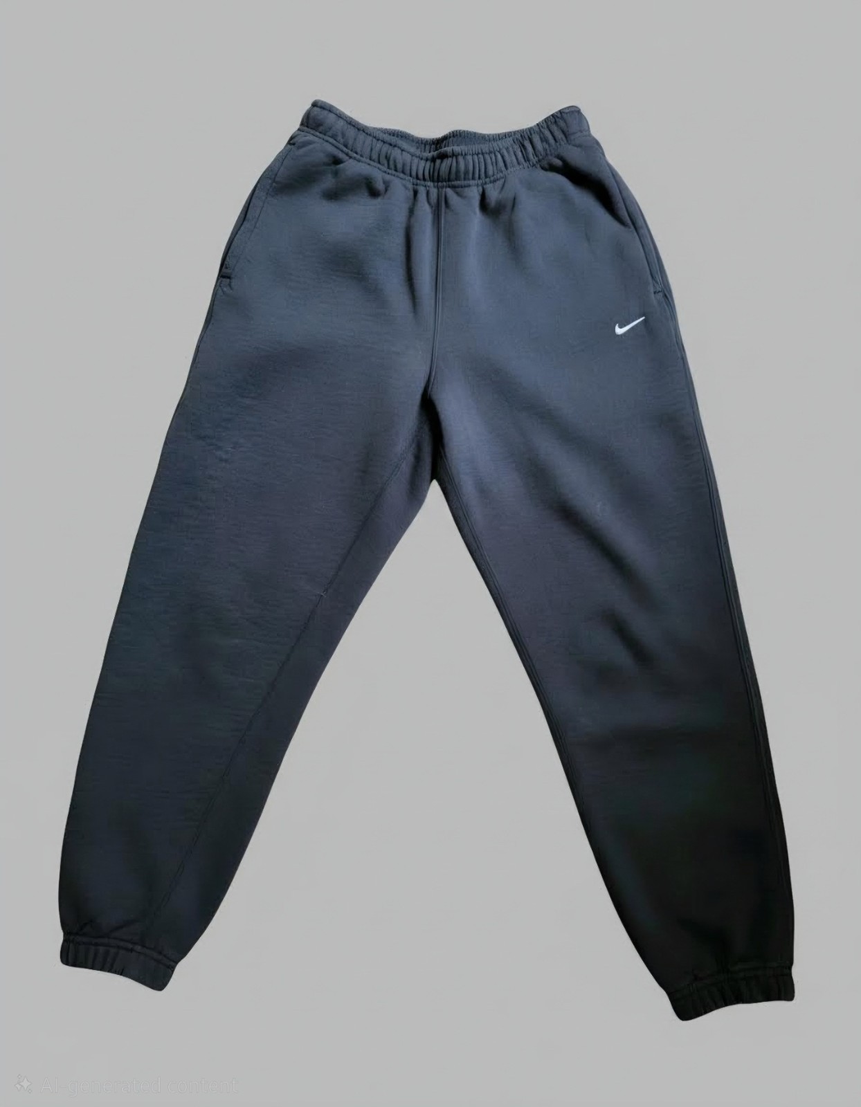 Nike Black Solo Swoosh Joggers S Fleece Lined Y2K  Atheisure Heavyweight Pants
