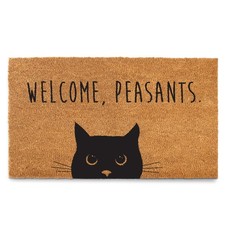 Welcome Peasants Cat Doormat Outdoor 30x17 Inch, Funny Black Cat Door Mat for...
