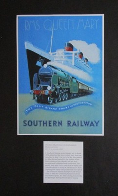 MATTHEW COUSINS  6.2'' x  8.5'' RAIL PRINT  ''THE BLUE RIBAND ROUTE'' READY TO FRAME
