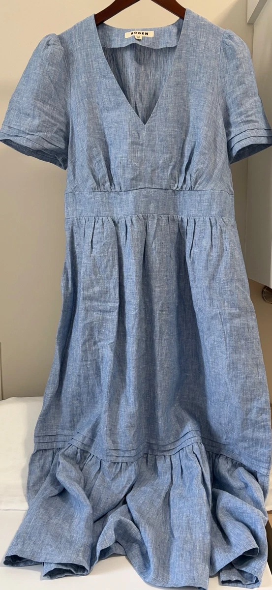 chinese dress ladies Boden Women's Ivy Linen Midi Dress in Blue main image 1