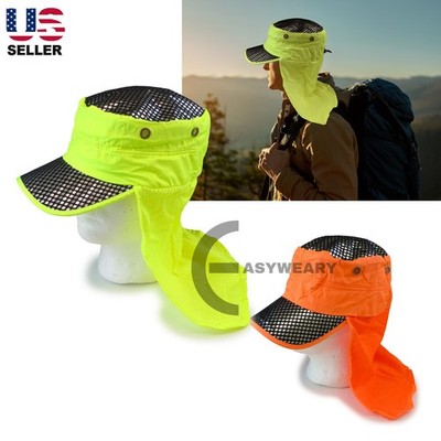 Cooling Sun Hat Cap Neck Flap UV Protection SPF Reflective High Visual Safety