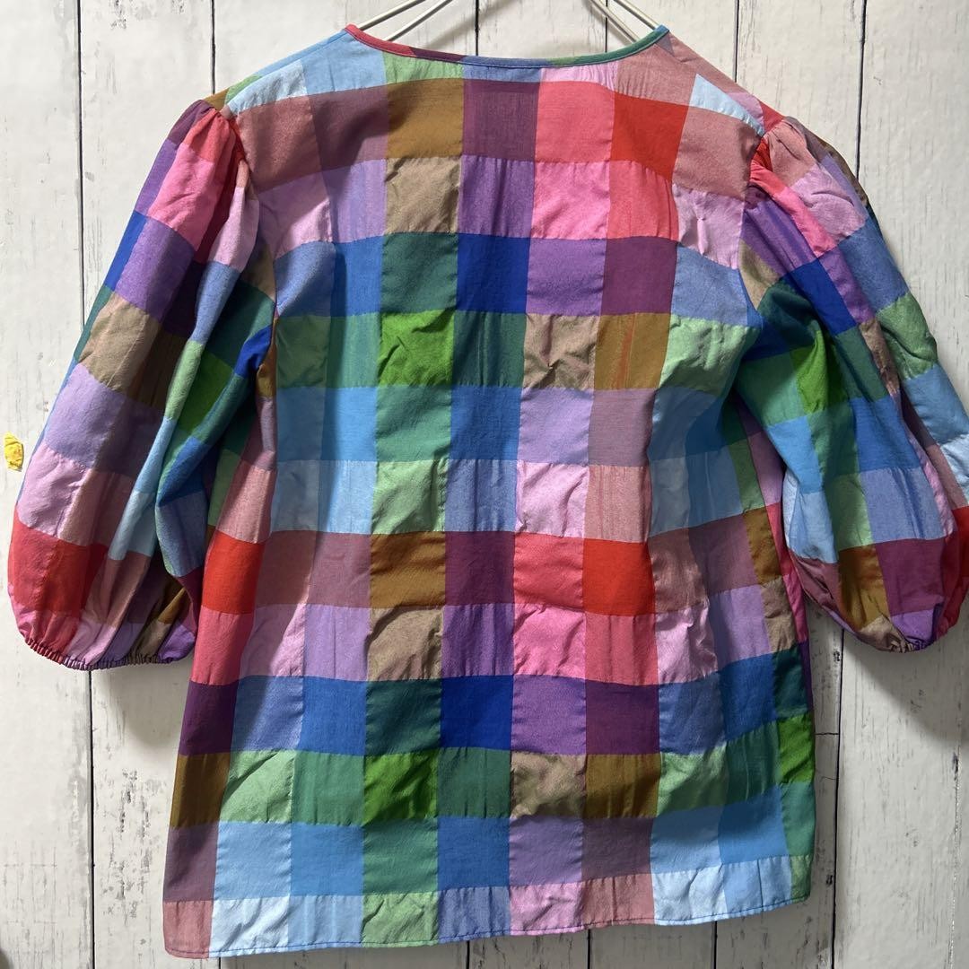 kate spade Madras Check Blouse XS Multicolor thumbnail 9