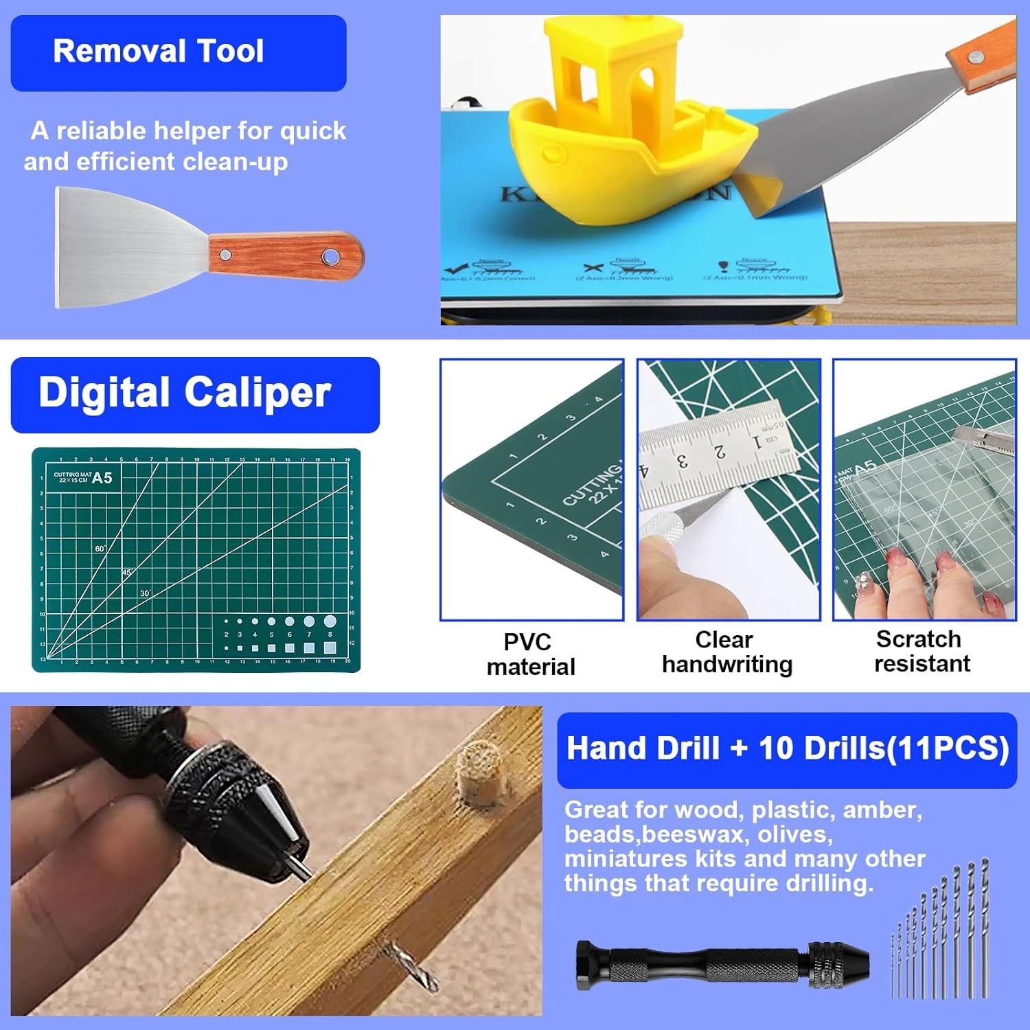 3D Drucker Werkzeug Kit 99 Teile Set 3D Drucker Zubehör mit Düsenreinigungsset - Bild 3