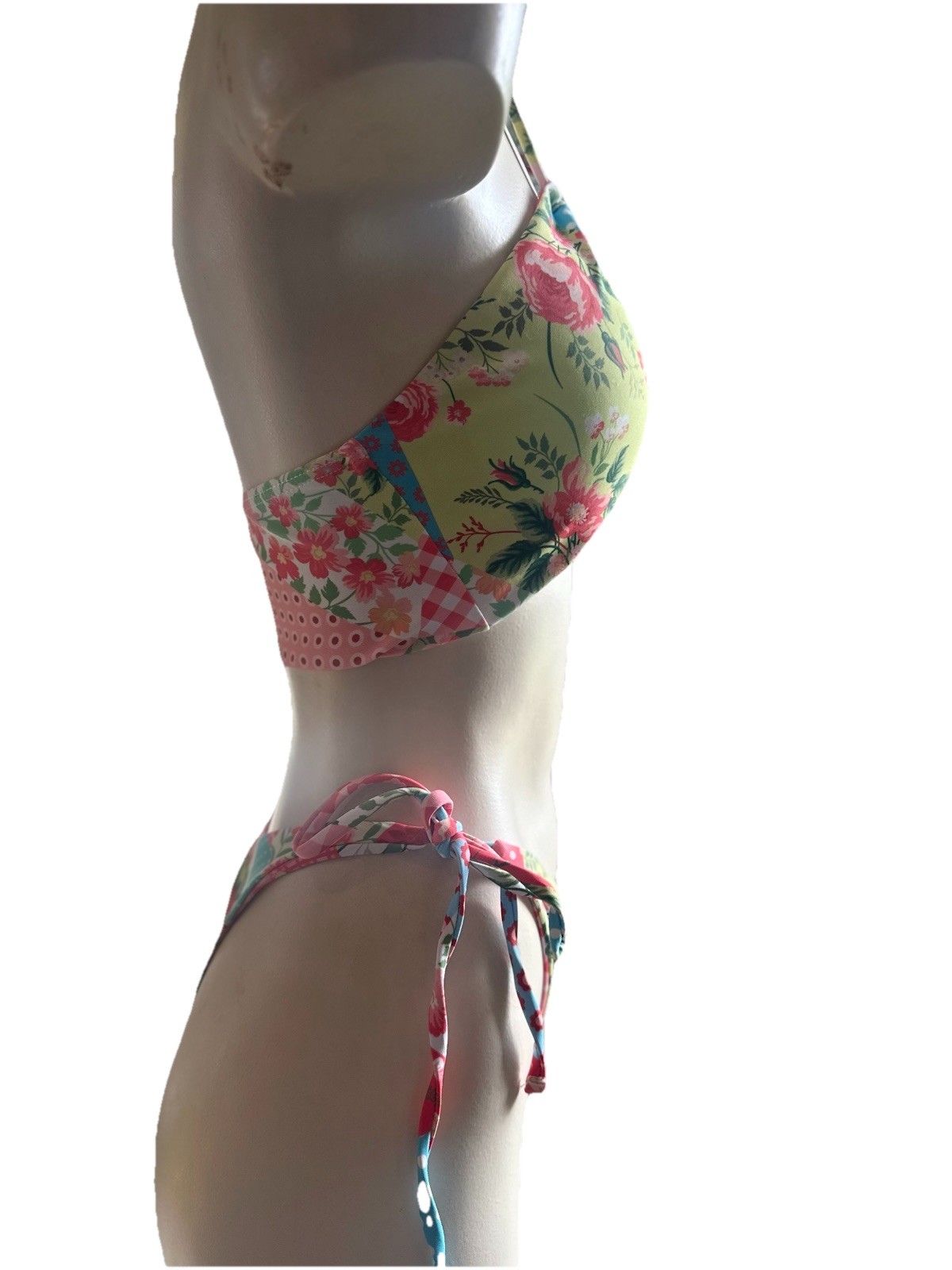 Patchwork String Bikini Brazilian Back Set Pink •… - image 5