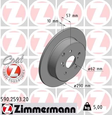 2x BRAKE DISC 590.2593.20 FOR TOYOTA 1ZZ-FE 1.8L 2AD-FTV/FHV 2.2L 1CD-FTV 2.0L - Image 2 of 4