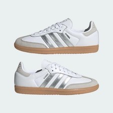 Adidas Samba OG White Silver Metallic Grey Women's JI2725 New