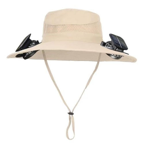 Wide Brim Solar Fan Outdoor Fishing Hat,Waterproof Hat with Two Solar Fan for...