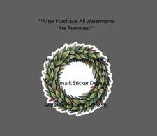 Wreath Sticker Waterproof Decal Leaves Flower Floral Door Festive Gift NEW