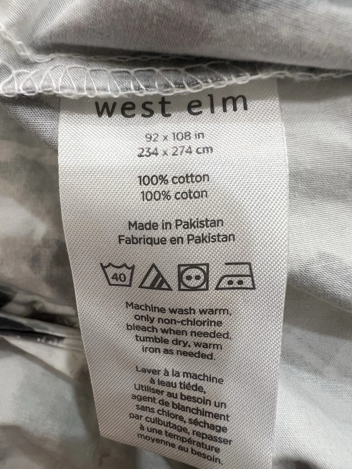 Juego de funda nórdica West Elm King Aqua abstracta 100 % algodón acuarela pinceladas Foto 3 de 4