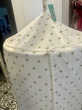 White & Gold Canopy for Bed, Play Or Reading Nook w/white Pom-Pom trim NWT