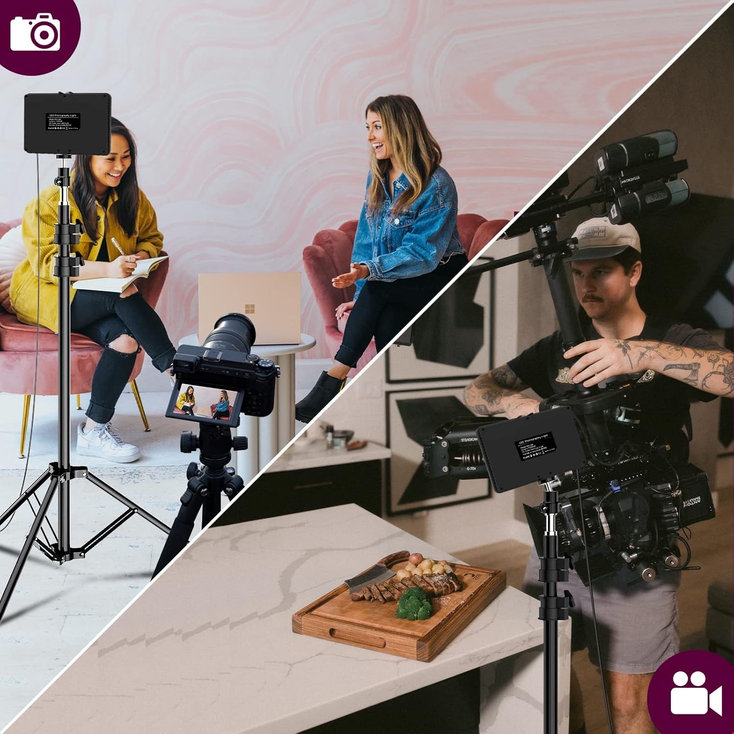 Photography Lighting Kit Dimmable 5600K USB Led Video Studio 9* Color Filters 