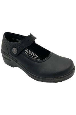 Easy Works Women's Letsee Platform Leather Mary Janes Black