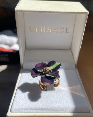 Verace Ring Women's Adjustable Gold Tone W Flower