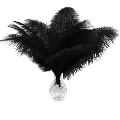 Piokio 10pcs Natural Black Ostrich Feathers 10-12 inch (25-30cm) Bulk Feather...
