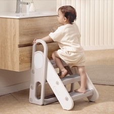 Step Stool Foldable for Bathroom Sink, Easy Folding Non-Slip Bathroom Stool P...