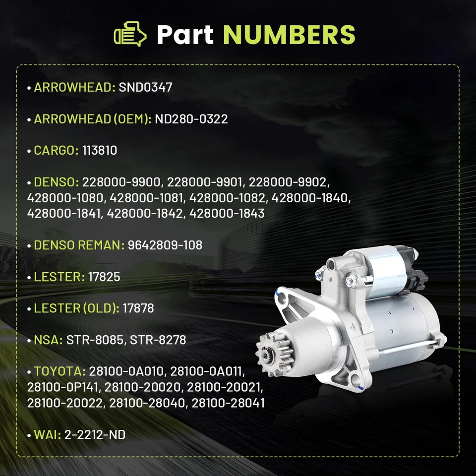 Starter Fits Toyota Lexus Scion 12V 2.4L 3.3L 3.5L Camry Highlander RAV4 Sienna - Imagem 3 de 4