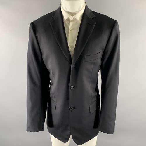 ISAIA Size 42 Black Wool Notch Lapel Sport Coat