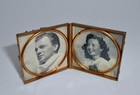 Vtg 1950s Rhinestone Double Miniature Brass Folding Picture Frame & Photos CJ74 — photo 5