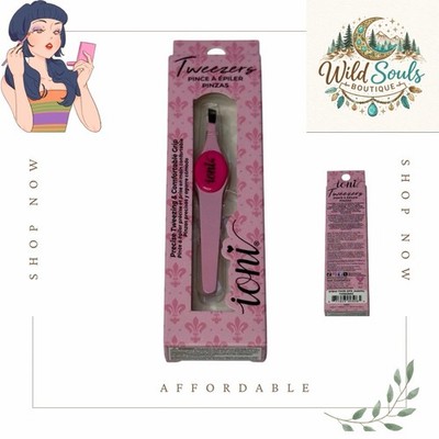 Ioni Cosmetics Pink Tweezers Precise Comfort Grip Bubble Gum New