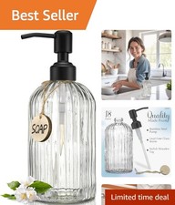Versatile 18oz Clear Glass Soap Dispenser with Non-Rust Pump for Kitchen  Bath