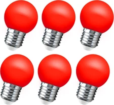 LED Red Light Bulb 15W Equivalent, 1W LED Colored Night Lights, G45 Christmas Gl