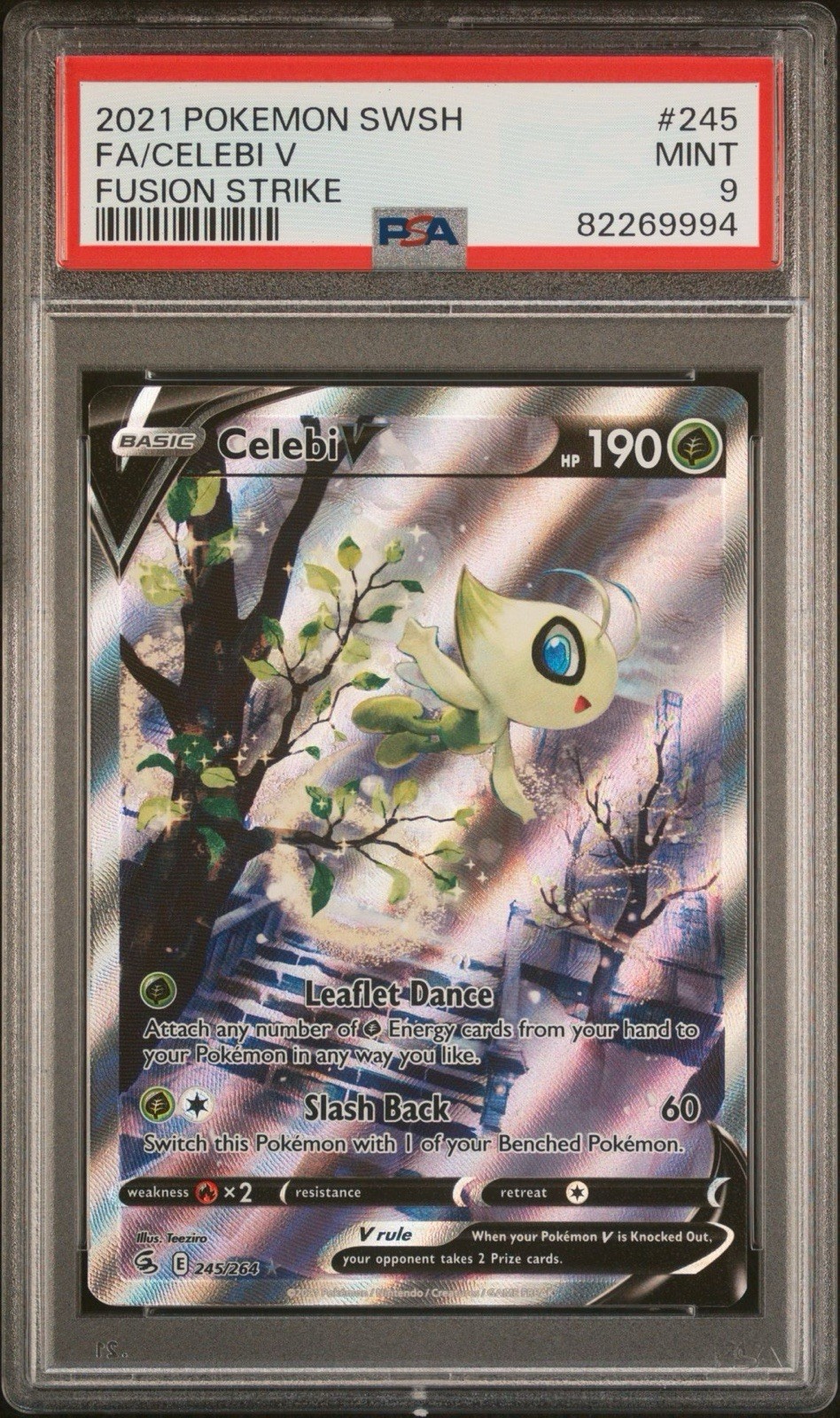 Celebi V Alternate Full Art 245/264 Swsh08: Pokemon Fusion Strike Mint PSA 9