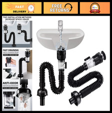 Flexible Bathroom Sink Drain Kit - Expandable P-Trap Pipe, Anti-Odor, Fits 1-1/4
