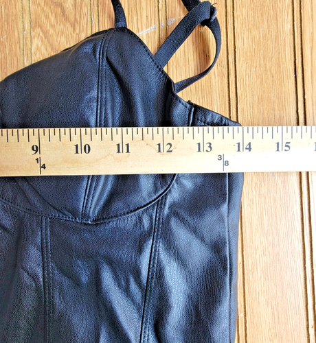 Madden NYC Faux Leather Bustier Top L Large Black Zip Front Grunge Goth - Picture 4 of 9