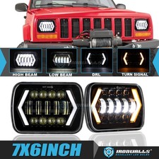 Dot Pair 7x6 Led Headlights Hi-lo Beam Drl Turn For Jeep Cherokee Xj 1984-2001