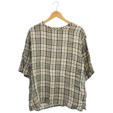 nest Robe Linen Funny Check Big Pullover Womens Natural Free Size