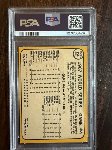 1968 Topps - World Series Bob Gibson #154 PSA 4 - Bild 2 von 2
