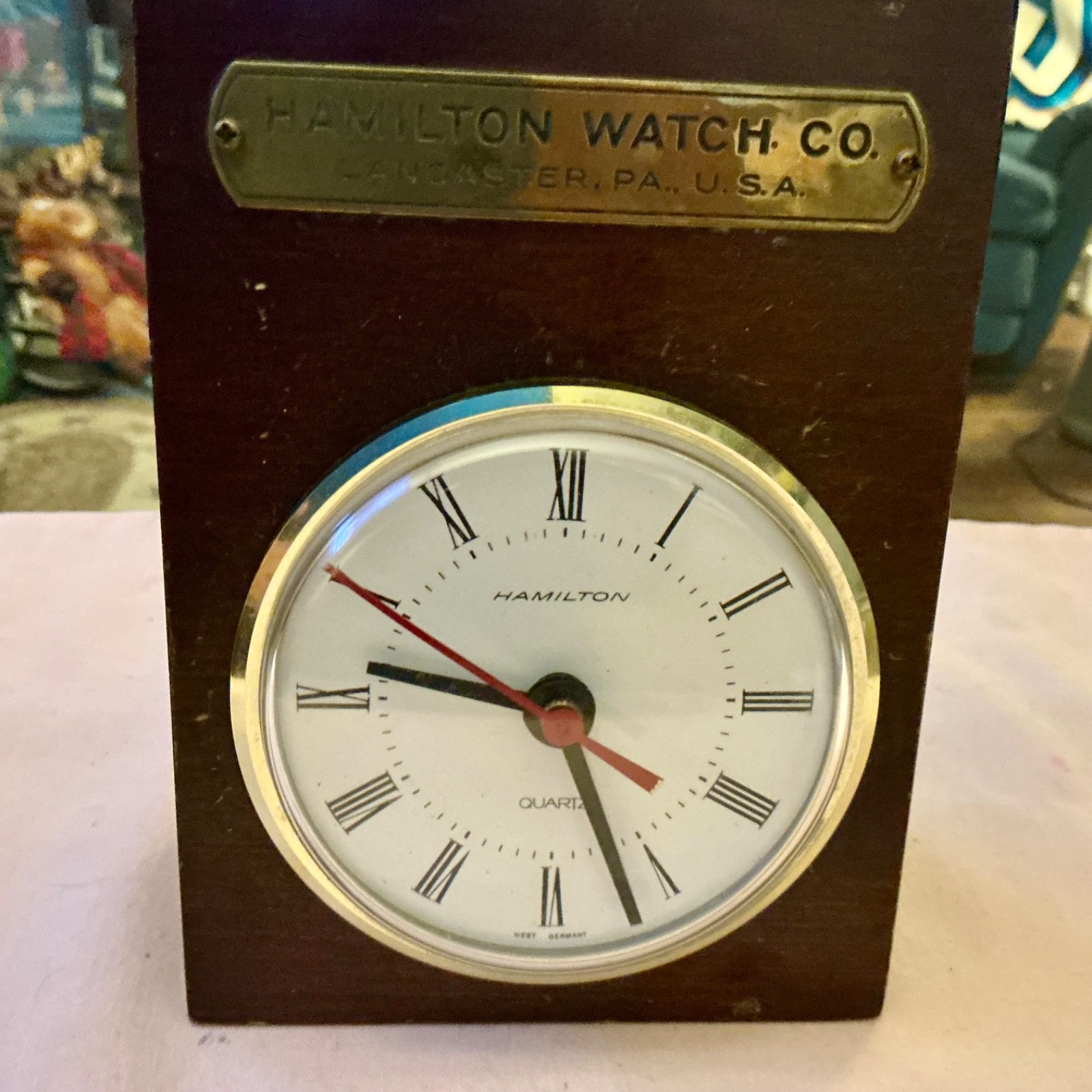 Hamilton small display wooden clock free standing made in W 