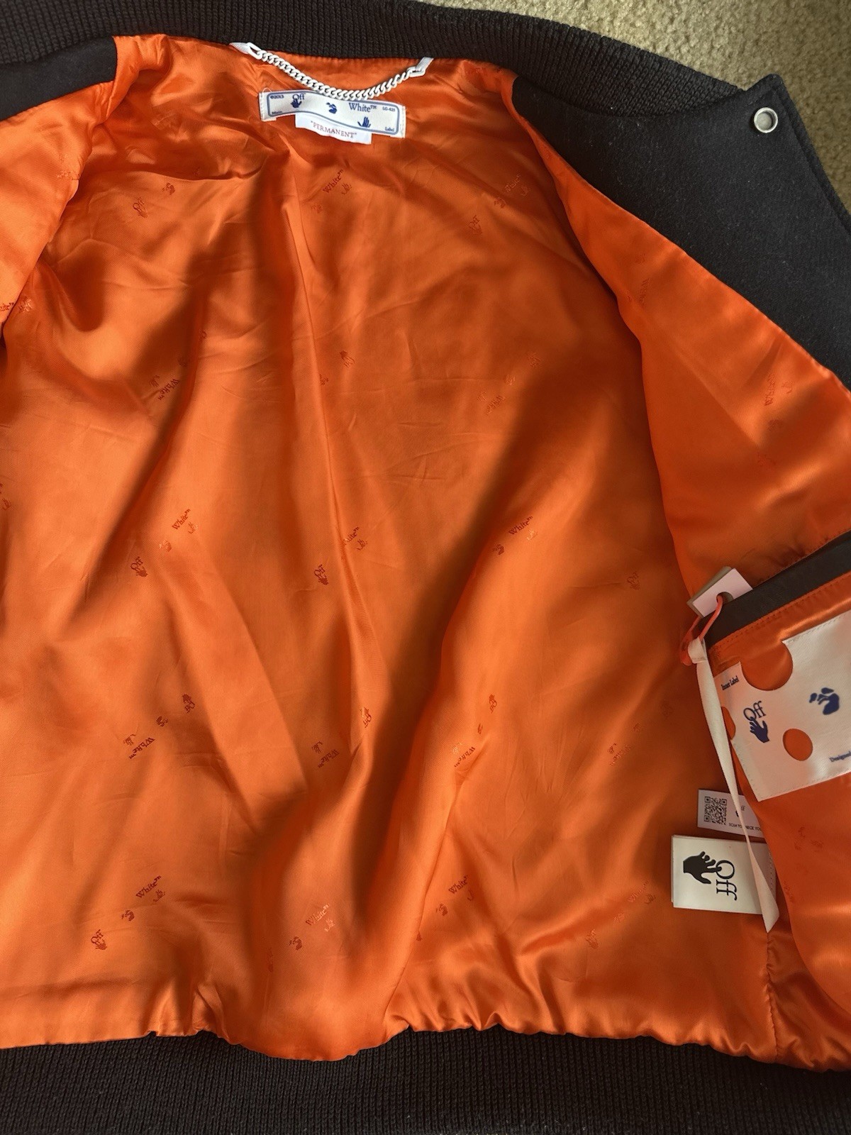 Off White Patchwork Varsity Letterman Jacket - image 5