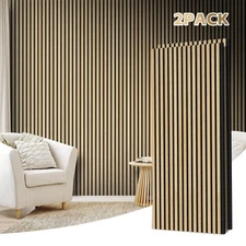 2-Pack 3D Wood Slat Acoustic Panels – Soundproofing & Noise-Absorbing Wall