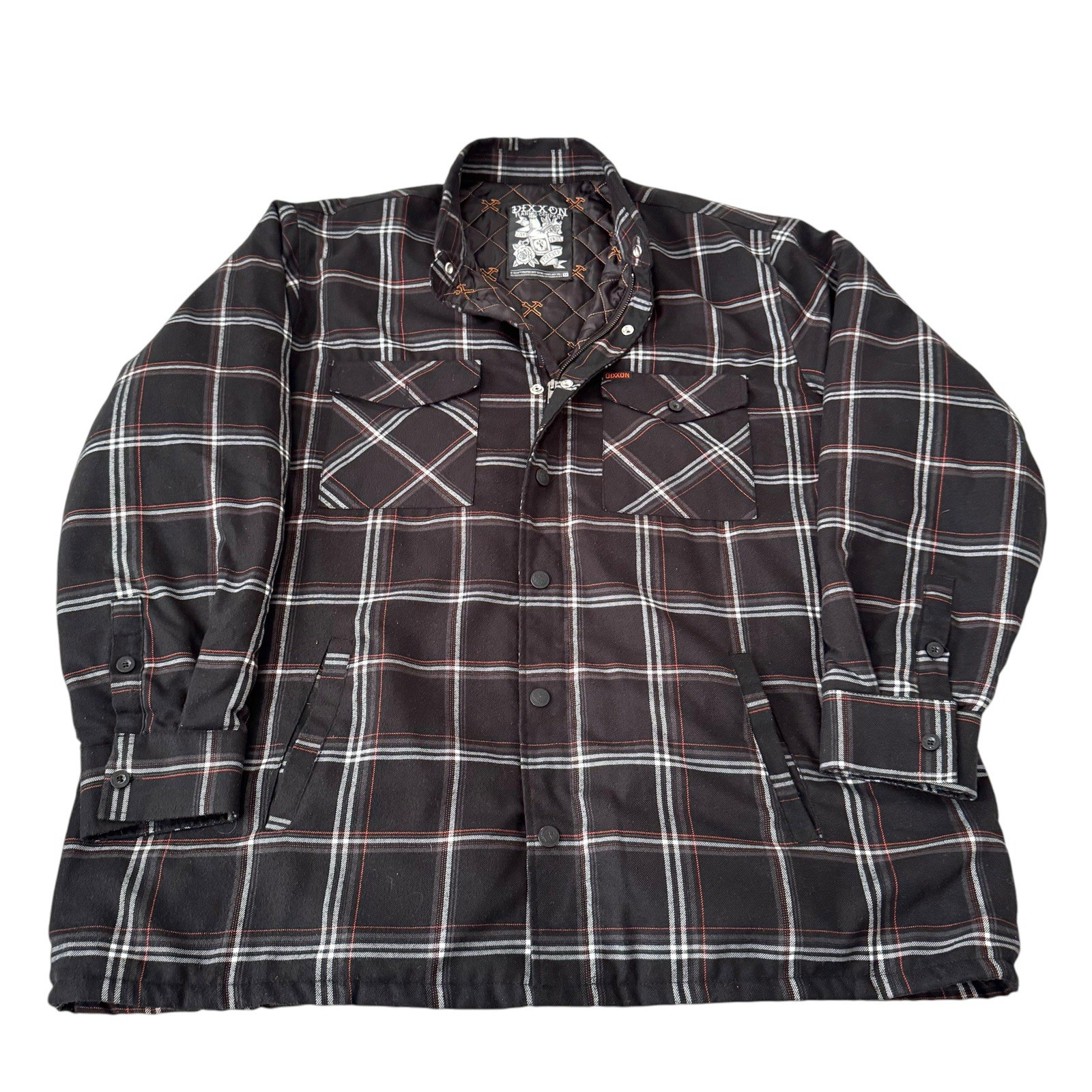 Dixxon Flannel Co Quilted Lined Jacket 3X Black Plaid Zip Snap