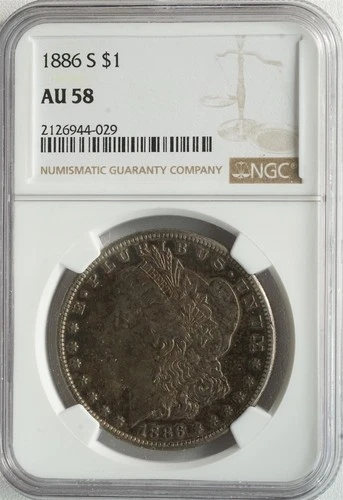 1886 S Morgan Silver Dollar AU 58 NGC $1