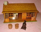 Vintage 1950's MARX  BAR-M-RANCH - Western Ranch Set Tin Toy Litho Cabin