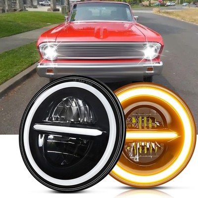 Fit Ford Falcon Sedan Delivery 1961-1965 7'' Seal Round Led Headlight Angel Eye