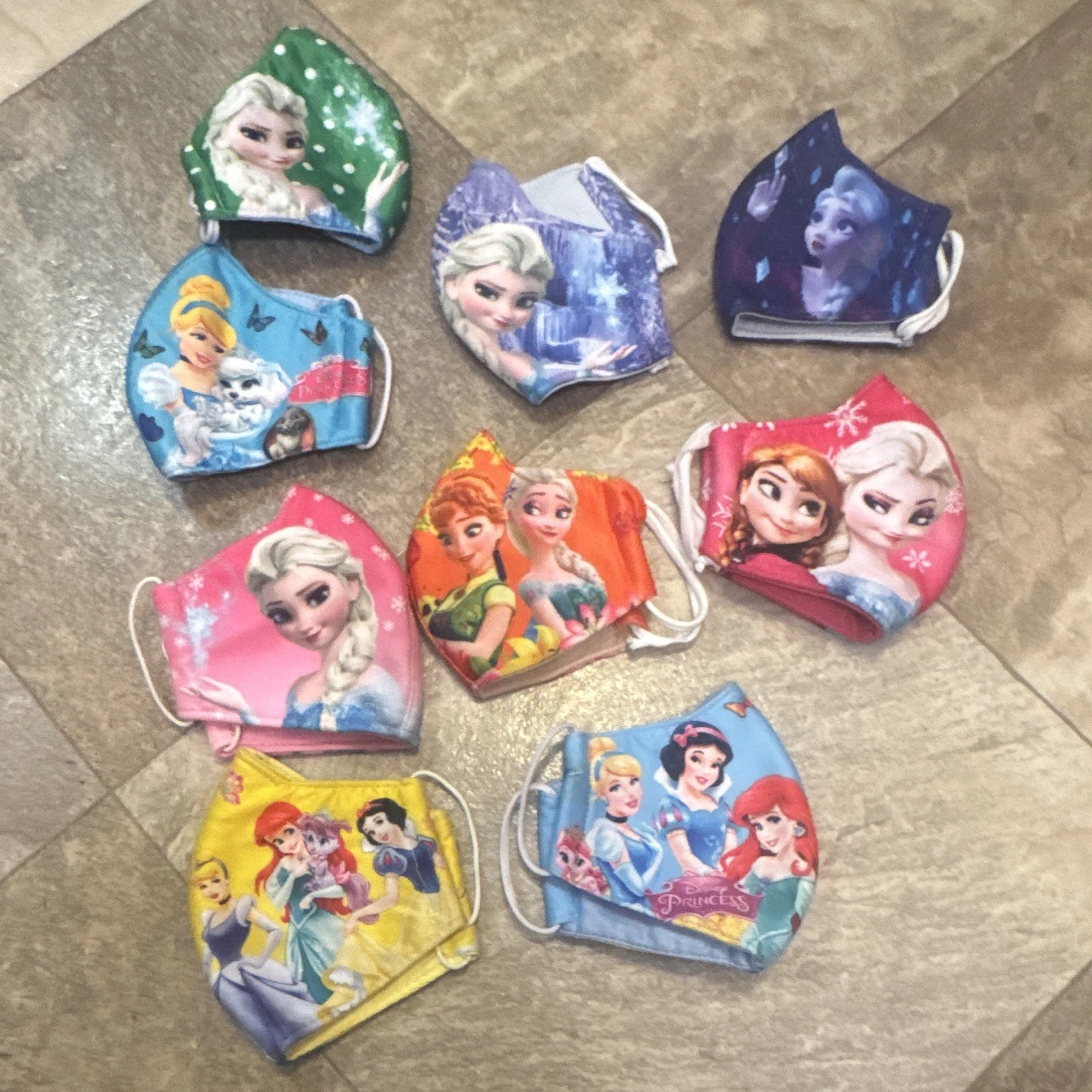 Disney Reusable Face Masks Lot Princess & Frozen Multicolor adult