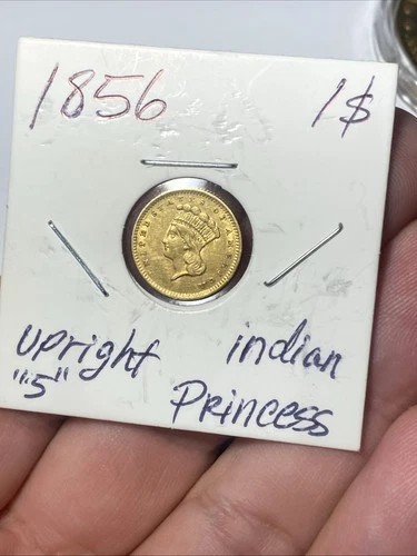 1856 1$ indian princess head gold coin Type 3- Upright 5.