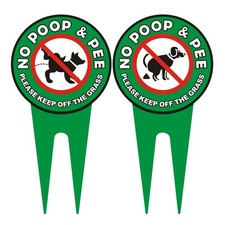 2 PCS No Dog Poop Signs for Yard, 12 x 6 inch Double Sided PLEASE KEEP OFF THE