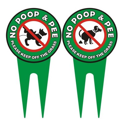 2 PCS No Dog Poop Signs for Yard, 12 x 6 inch Double Sided PLEASE KEEP OFF THE