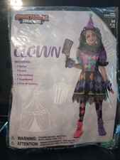 Spooktacular Creations Girls Creepy Clown Costume M 8-10 Halloween New