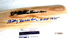 BILLY HERMAN (HOF 75) Signed(H&B)K55 Game Model Baseball Bat -JSA Authenticated