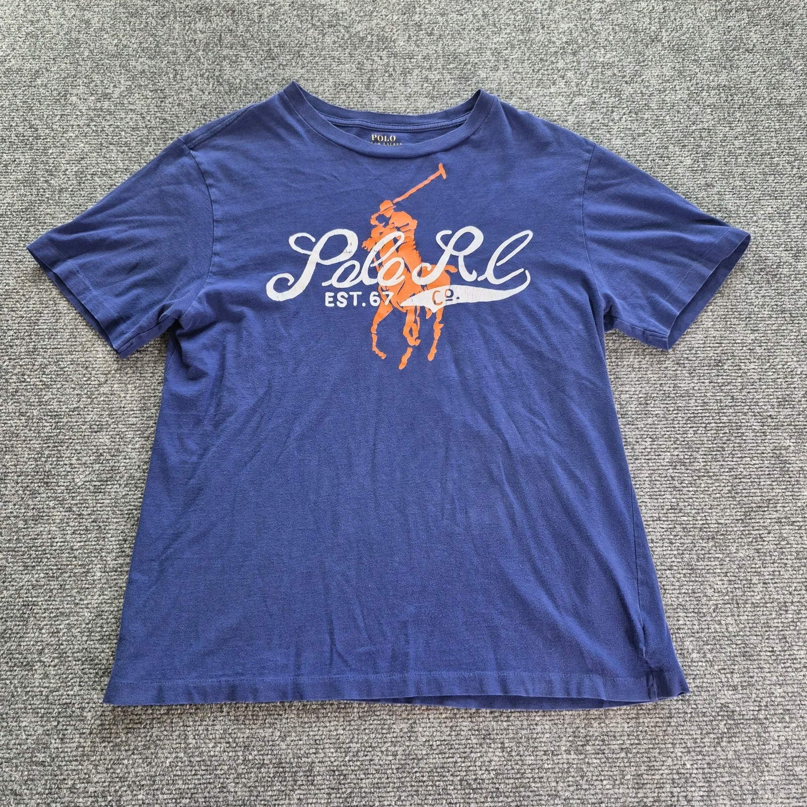Vtg Polo Ralph Lauren T Shirt Youth Large 14/16 Blue Single Stitch Graphic Tee